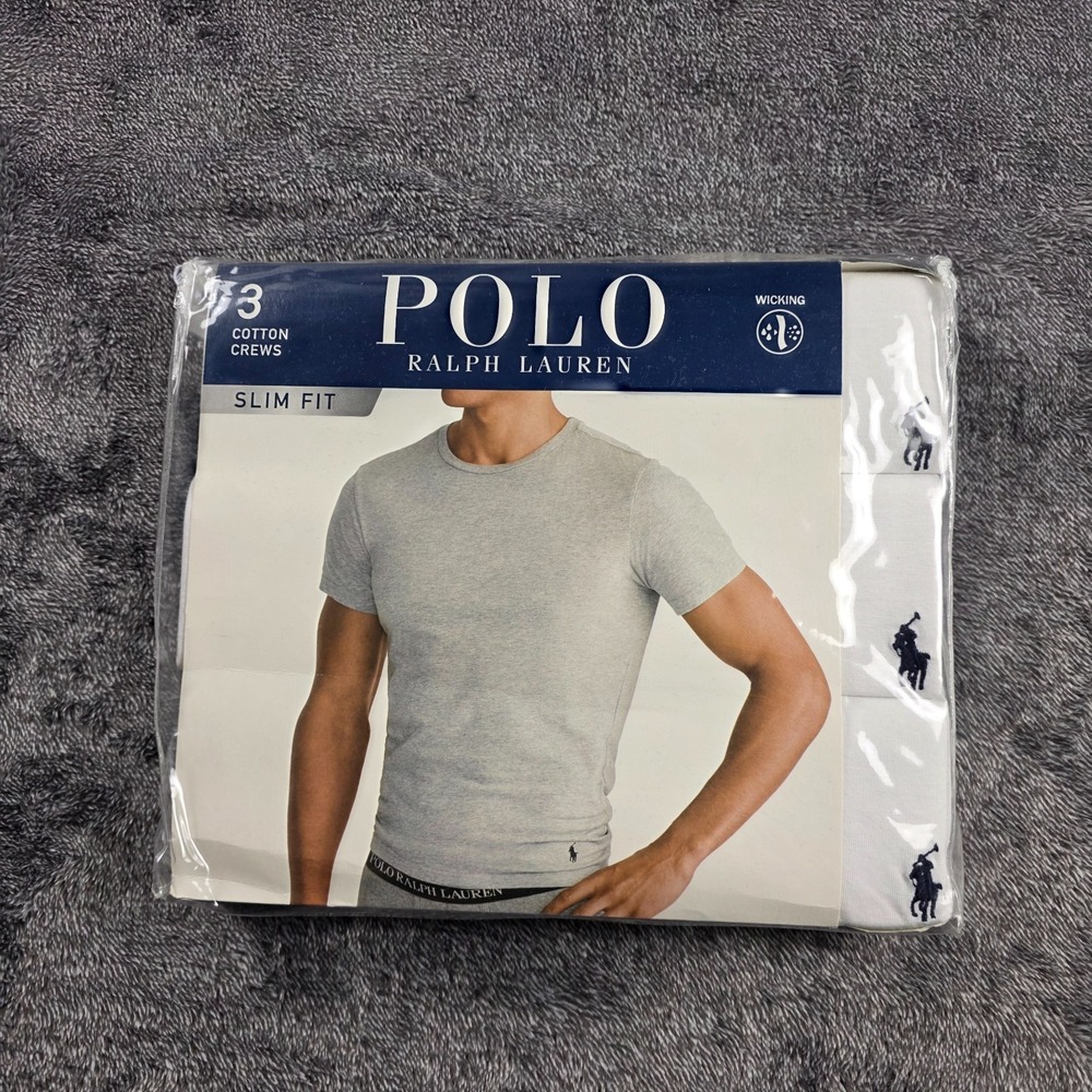 Polo Ralph Lauren Slim Fit Crew Neck Moisture Wicking T Shirt 3 Pack Mens M